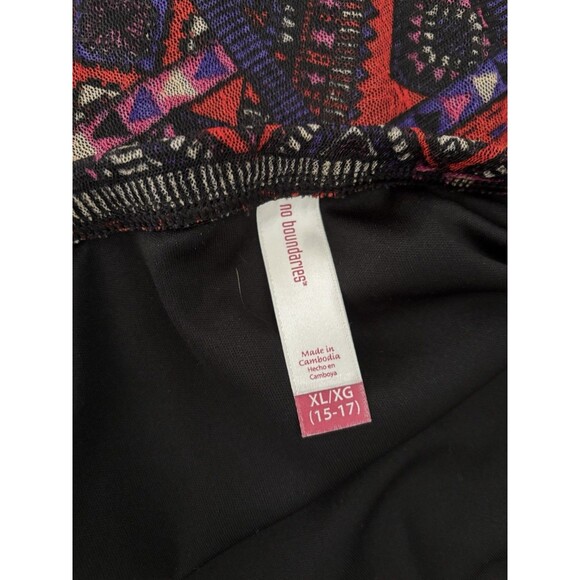 Vtg Y2K Boho tribal ethnic Geo Red Purple Mesh maxi skirt partially lined Sz. xl - Picture 8 of 10